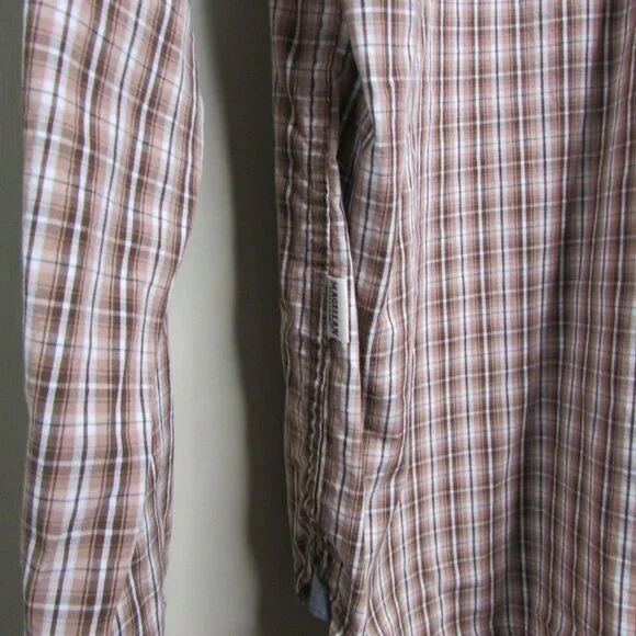 Magellan Sportswear Button Up Shirt XL Plaid Brown White - Picture 15 of 15
